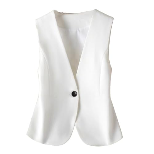 CuLtP Damen Anzugweste, Vollständig Gefüttert, Schmale Passform, V Ausschnitt, EIN Knopf Smokingweste, Elegante Vintage Weste, Lässige, Formelle Anzugweste, Sommermantel, Weiß, Xs CuLtP Damen Anzugweste, Vollständig Gefüttert, Schmale Passform, V Ausschnitt, EIN Knopf Smokingweste, Elegante Vintage Weste, Lässige, Formelle Anzugweste, Sommermantel, Weiß, Xs von CuLtP