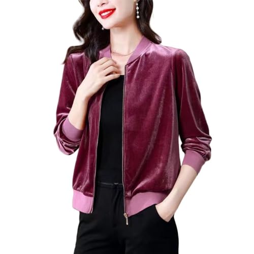 CuLtP Damen Bomberjacke Aus Samt, Leichte, Lässige, Glänzende Jacke, Baseballjacke Mit Reißverschluss, Outdoor Windbreaker Mantel Mit Taschen, Festival Jacke Für Damen, Rot, L CuLtP Damen Bomberjacke Aus Samt, Leichte, Lässige, Glänzende Jacke, Baseballjacke Mit Reißverschluss, Outdoor Windbreaker Mantel Mit Taschen, Festival Jacke Für Damen, Rot, L von CuLtP