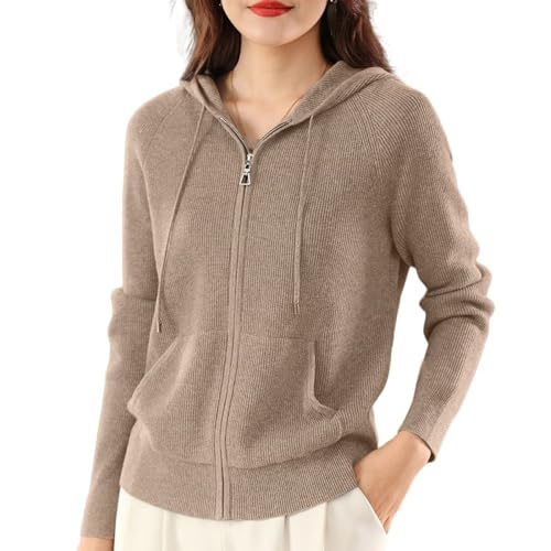 CuLtP Damen Strickjacke Mit Kapuze, Langärmlig, Lässige Strickjacke Mit Taschen, Kamel, S CuLtP Damen Strickjacke Mit Kapuze, Langärmlig, Lässige Strickjacke Mit Taschen, Kamel, S von CuLtP