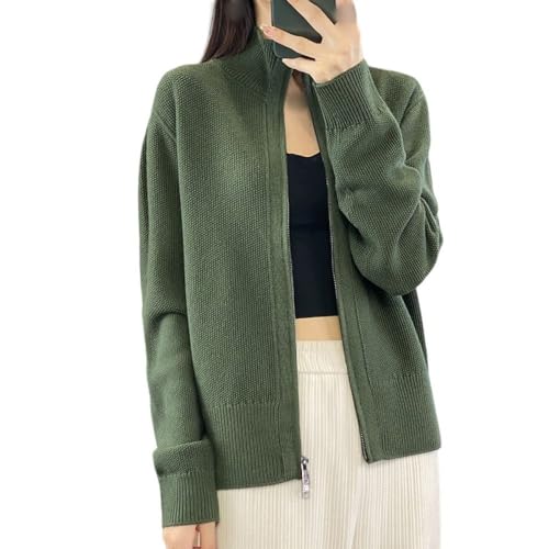 CuLtP Damen Strickjacke Mit Reißverschluss Und Stehkragen, Langärmelige Strickjacke Mit Offener Vorderseite, Strick Oberbekleidung, Elastische, Leichte Bolero Strickwaren Für Den Alltag, Grün, Xs CuLtP Damen Strickjacke Mit Reißverschluss Und Stehkragen, Langärmelige Strickjacke Mit Offener Vorderseite, Strick Oberbekleidung, Elastische, Leichte Bolero Strickwaren Für Den Alltag, Grün, Xs von CuLtP