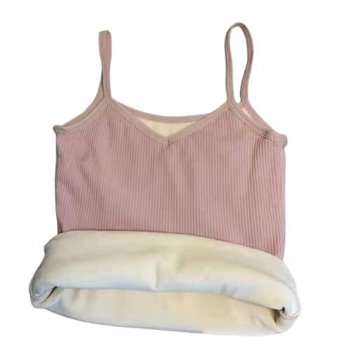 CuLtP Damen Thermo Tanktop Unterhemd, Mit Fleece Gefüttertes Cami Tanktop Unterwäscheoberteil, Ärmelloses Damen Unterhemd, Thermo Unterhemden Für Damen, Rosa, M von CuLtP