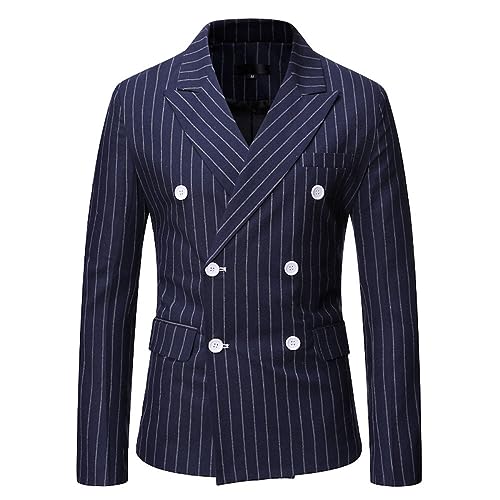 Herren Sakko,Leichter Blazer Für Herren, Slim Fit Jacke, Langärmelig, Zweireihig, Maßgeschneiderter Blazer, Streifen, Strickjacke, Lässig, Business, Eleganter Anzug, Sportmantel, Abendessen, Bla Herren Sakko,Leichter Blazer Für Herren, Slim Fit Jacke, Langärmelig, Zweireihig, Maßgeschneiderter Blazer, Streifen, Strickjacke, Lässig, Business, Eleganter Anzug, Sportmantel, Abendessen, Bla von CuLtP
