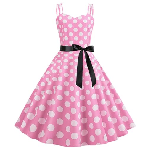 50er Jahre Kostüme, Rockabilly Kleider Damen 50er 60er Jahre Ärmellos Polka Dots Vintage Swing Coctailkleid Hochzeit Festlich Knielang Kleid Tunika Partykleid Ballkleid Faschingskostüme von Cubinest