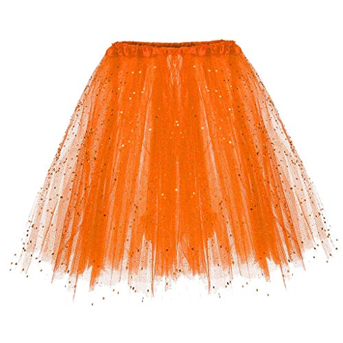 Aperol Kostüm Damen Tüllrock Tütü Damen Orange Orangener Tüllrock, Tüllrock Damen Fasching Karneval Kostüm Tütü Rock - 50er Kurz Unterrock A Linie Rockabilly Puffy Tüll Rock Tutu Röcke Faschingskostüm von Cubinest