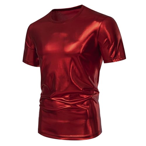 Glitzer Oberteil Herren, Silvester Hemd, Langarmshirt Herren Metallic Glitzer Oberteil Glänzend Tshirt Pailletten Hemd Festival Shirt Party Bluse Top Nachtclub T-Shirts Karneval Kostüm 70er 80er Disco von Cubinest