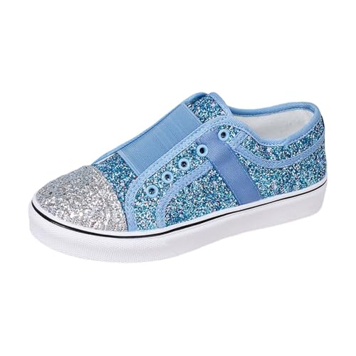 Glitzer Turnschuhe Damen, Glitzer Turnschuhe Damen, Glitzer Schuhe Damen Slip On Sneaker Flache Low Turnschuhe Outdoor Sportschuhe Pailletten Strass Laufschuhe Karneval Festliche Schuhe Glänzende Silb von Cubinest