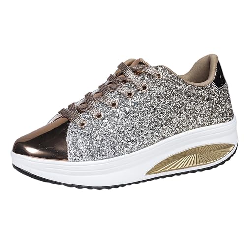 Goldene Schuhe Damen Karneval, Goldene Schuhe Damen Karneval, Glitzer Schuhe Damen Pailletten Strass Sneaker Elegant und Bequem Turnschuhe Outdoor Sportschuhe Italienische Slip On Laufschuhe Karneval von Cubinest