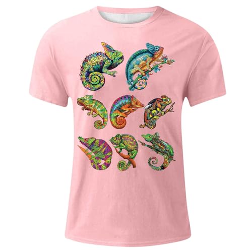 Herren Shirts Kurzarm,T-Shirts Für Herren Sommer Übergrößen Tshirt Grafik Oberteile Lustige Tshirts Slim Fit Klamotten Freizeit Baumwolle Arbeitsshirt,Rosa,5XL von Cubinest