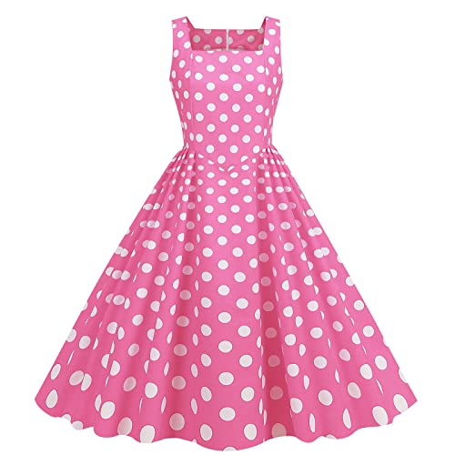 Kleider Ab 50 Jahre, Rockabilly Kleider Damen 50er 60er Jahre Polka Dots Swing Vintage Coctailkleid Kleider Hochzeit Festlich Knielang Kleid Ärmellos Tunika Partykleid Ballkleid Faschingskostüme von Cubinest