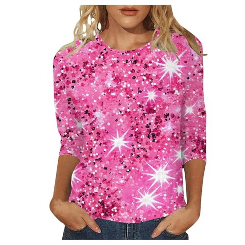 Oberteil Silber, Glänzendes Damen Oberteil Glitzer Pullover Silber Glitzer Shirt Party Elegant Bluse Grosse Groessen Glitzertop Festliche Tunika mit Pailletten Karneval Abendmode Silvester Outfit von Cubinest