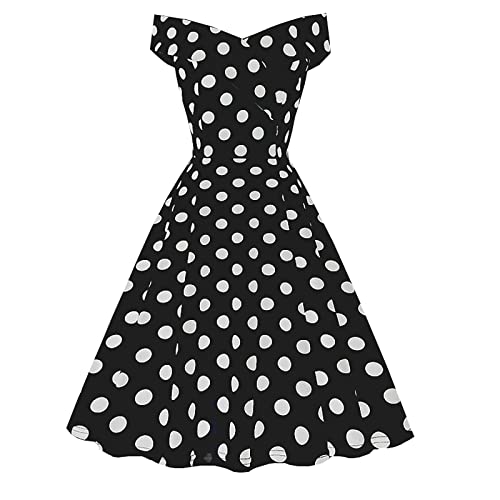 Roter Rock mit Weißen Punkten Damen, Swing Rockabilly Kleider Damen 60er Jahre Vintage Polka Dots Coctailkleid Mode 50er Jahre Festlich Knielang Kleid Tunika Partykleid Ballkleid Faschingskostüme von Cubinest