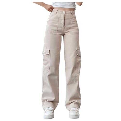 Schlaghose Mädchen, Baggy Jeans Damen Vintage Y2K Style Harajuku E-Girl Streetwear Stretch Low Waist Jeanshose Wide Leg Pants Gerade Boyfriend Schlaghose Locker Cargohose Mädchen Freizeithose von Cubinest