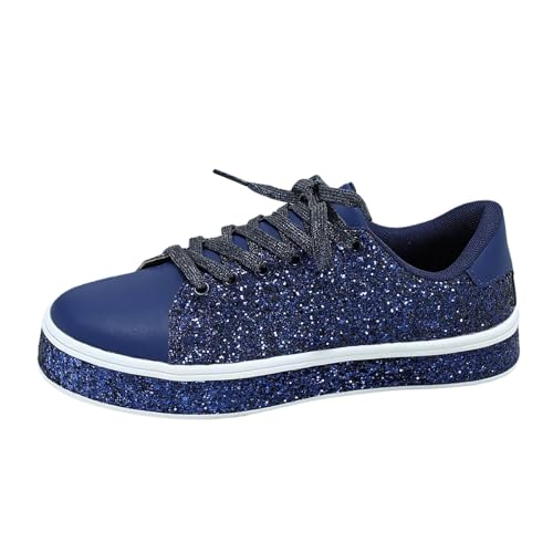 Schuhe 70Er Jahre Damen, Schuhe 70Er Jahre Damen, Glitzer Schuhe Damen Pailletten Strass Sneaker Flache Low Turnschuhe Outdoor Sportschuhe Slip On Laufschuhe Karneval Festliche Schuhe Glänzende Silber von Cubinest