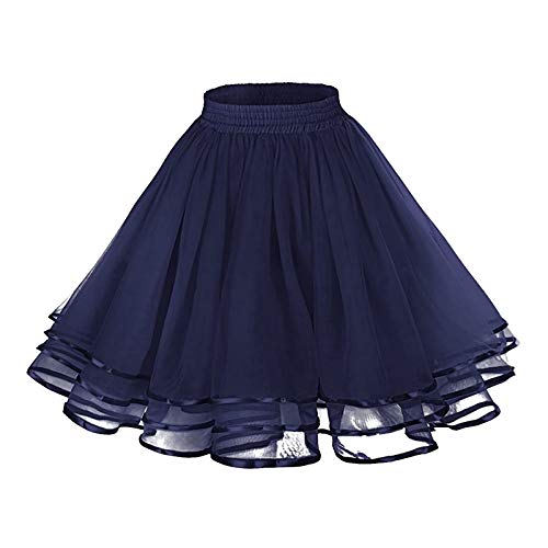 Tüllrock Tütü Damen Blau Blauer Tüllrock, Tüllrock Damen Faschingskostüme 50er Tütü Rock - Rockabilly Ballett Tutu Röcke Karneval Fasching Party Unterrock Tüllrock Kurz Hohe Taille von Cubinest