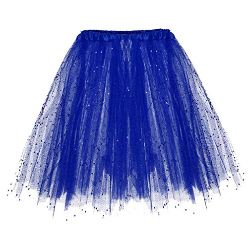 Tüllrock Tütü Damen Blau Blauer Tüllrock, Tüllrock Damen Puffy Kurz Tüll Rock - Fasching Ballett Unterrock 50er Karneval Party Petticoat Tutu Röcke Hohe Taille Karneval Kostüm von Cubinest