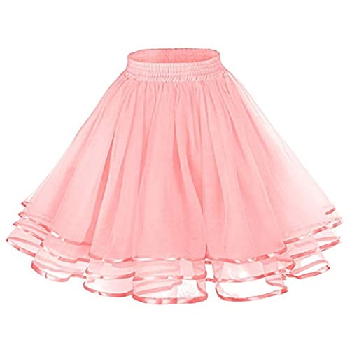 Tüllrock Tütü Damen Rosa Pink Pinker Tüllrock, Tüllrock Damen Faschingskostüme 50er Tütü Rock - Rockabilly Ballett Tutu Röcke Karneval Fasching Party Unterrock Tüllrock Kurz Hohe Taille von Cubinest