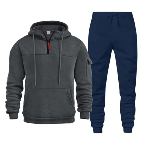 hausanzug herren, Jogginganzug Herren Set Trainingsanzug Sportanzug - Langarm Freizeitanzug 1/4 Reißverschluss Hoodie Mit Kapuze Und Hosen Hausanzug 2-Teilig Kapuzenpullover Männer Tracksuit Streatwea von Cubinest