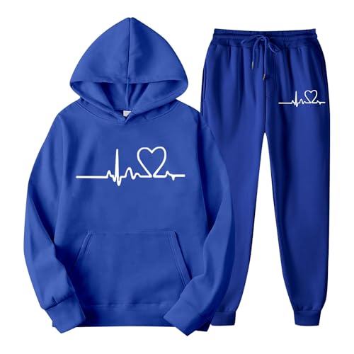 homewear damen set, Heartbeat Jogginganzug Damen Set Herren Baumwolle trainingsanzug sportanzug - 2 Teiler Hoodie und Jogginghose Unisex Warmes Langarm Sport Outfit tracksuit Jogger Set Bequem Stretch von Cubinest