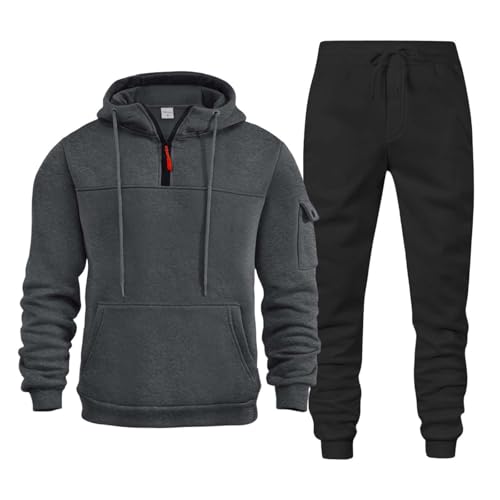 jogginganzug, Jogginganzug Herren Set Trainingsanzug Sportanzug - Langarm Freizeitanzug 1/4 Reißverschluss Hoodie Mit Kapuze Und Hosen Hausanzug 2-Teilig Kapuzenpullover Männer Tracksuit Streatwear Jo von Cubinest