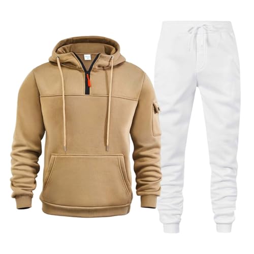 jogginganzug herren, Jogginganzug Herren Set Trainingsanzug Sportanzug - Langarm Freizeitanzug 1/4 Reißverschluss Hoodie Mit Kapuze Und Hosen Hausanzug 2-Teilig Kapuzenpullover Männer Tracksuit Streat von Cubinest