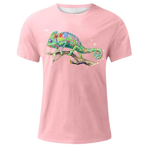 t Shirt Herren Baumwolle,Herren T-Shirt Mode Motiv Leicht Top Tops Männer Oberteil Rundhals Basic Kleidung Slim Fit Klamotten Casual Freizeitshirt,Rosa,XXL von Cubinest