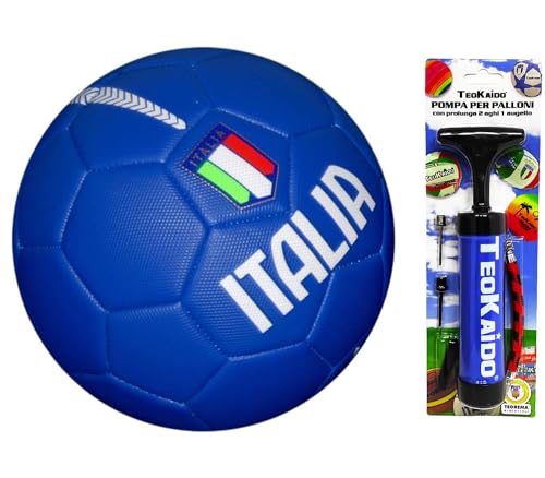 Fußball Italien für Training oder Spiel Größe 5 Durchmesser 23 cm Größe 5 mit tragbarer Pumpe zum schnellen Aufblasen mit Verlängerung 2 Nadeln und einem Augello von Cucuba