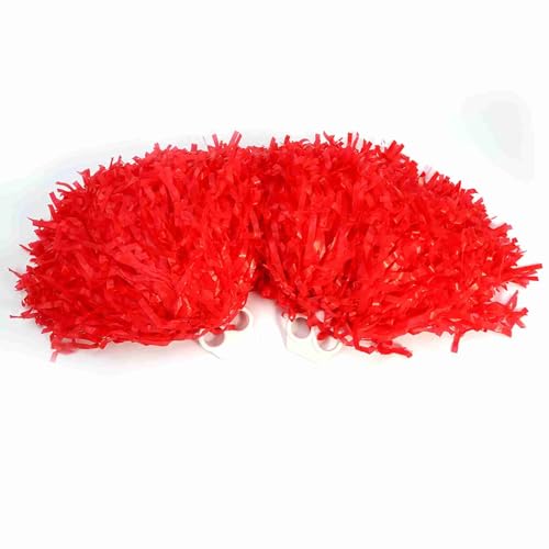 Culnflun 7 Farben 2 Stück Modische Cheerleader-Pom-Poms, Sport-Party-Tanz-Zubehör, Kinder-Cheerleading-Poms, Cheer-Pompons (Red) von Culnflun