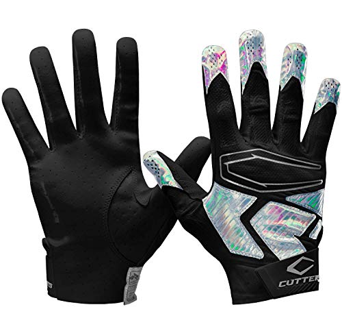 Cutters Rev Pro 4.0 S500 Receiver Handschuhe, Schwarz/Schillernd/Silber, Adult-Medium von Cutters
