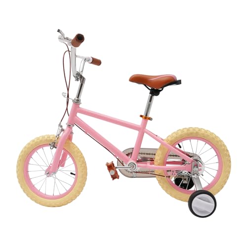 Cutycaty Kinderfahrrad 14 Zoll Fahrrad für Mädchen und Jungen ab 3-6 Jahren, 14" Kinderfahrrad mit Stützrädern, Jungen Mädchen Kinderfahrrad, Höhenverstellbar Kinder Fahrrad (Rosa) von Cutycaty