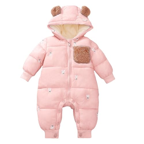 Baby Winter Overall mit Kapuze, Schneeanzug für Baby 86 Unisex mit Kapuze Strampler Overall Winter Reißverschluss Bodysuit Winterkleidung Langarm Warm Walkoverall Winteranzug für Junge Mädchen von Cvanxluy