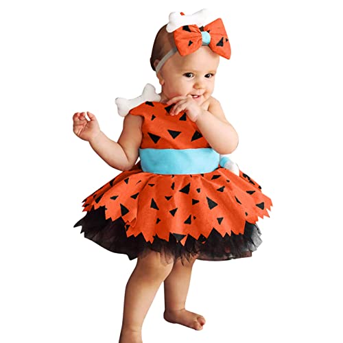 Halloween Kostüm Kinder Mädchen Hundeknochen Kleinkind Höhlenmensch Outfits Historisches Mesh Tüllkleid Höhlenmädchen Cavegirl Vintage Tüll Kleid Girl Bequem Soft Caveman Dresses von Cvanxluy