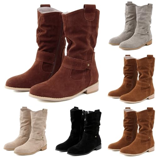 Mein konto, Stiefeletten Damen Elegant Wildleder Halbstiefel 42 Schlupfschuhe Stiefel Schwarz Kurzstiefel Halbhohe Absatz Ankle Mode Boots Halbhoch Bequemer Westernstiefel Winterstiefel von Cvanxluy