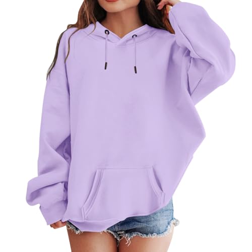 Sweatjacke mädchen 158 grau, Hoodie Mädchen 146 Warm Winter Kapuzenpullover Sweatshirt Unisex Langarm Hoodie Pullover Freizeit Bunt Oberteile Einfarbig mit Kapuze Hoodies für 4-14 Jahre von Cvanxluy