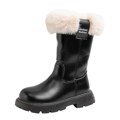 Winterschuhe Kinder mädchen 34, Winterstiefel Mädchen 29 Wasserdicht Mode Winterschuhe Gummistiefel Warm Gefüttert Kinderschuhe Stiefel Outdoor rutschfest Schneestiefel Schwarz Leicht Schuhe von Cvanxluy