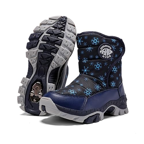 Winterstiefel Jungen 36 wasserdicht, Winterschuhe Kinder Wasserdicht 38 Gefütterte Winter Sportschuhe Fitness Leicht Kinderstiefel Wanderschuhe Schwarz Stiefel Winterstiefel Unisex Warm Thermostiefel von Cvanxluy