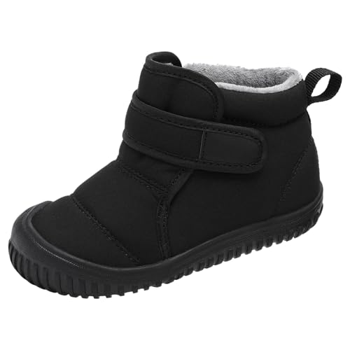 Winterstiefel Mädchen 34 Schwarz rutschfest Kinderstiefel Kinderschuhe Outdoor Stiefeletten Schuhe Classic Gefüttert Barfussschuhe Boots Freizeit Comfort Weit Thermostiefel Stiefel von Cvanxluy