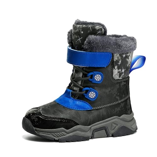 Winterstiefel mädchen 32 schwarz, Winterschuhe Kinder 33 Mädchen Wasserdicht Fitness Barfussschuhe Stiefel Leicht Warm Wanderschuhe Boots Winter Kinderstiefel Unisex rutschfest Schuhe Gummistiefel von Cvanxluy