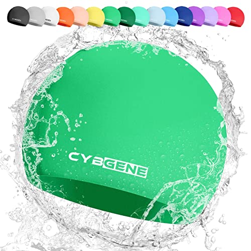 CybGene Silikon Badekappe für Kinder, Schwimmkappe Bademütze für Damen und Herren Unisex, Große, Grün CybGene Silikon Badekappe für Kinder, Schwimmkappe Bademütze für Damen und Herren Unisex, Große, Grün von CybGene