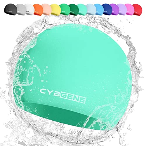CybGene Silikon Badekappe für Kinder, Schwimmkappe Bademütze für Damen und Herren Unisex, Große, Minzgrün von CybGene