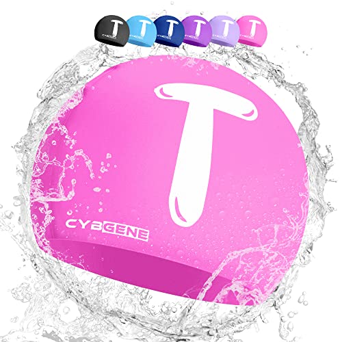 CybGene Silikon Initiale Namen Badekappe für Kinder, Kind Buchstabe Schwimmkappe Bademütze für Kinder Schwimmunterricht-Großer Kopfumfang-Rosa-T CybGene Silikon Initiale Namen Badekappe für Kinder, Kind Buchstabe Schwimmkappe Bademütze für Kinder Schwimmunterricht-Großer Kopfumfang-Rosa-T von CybGene