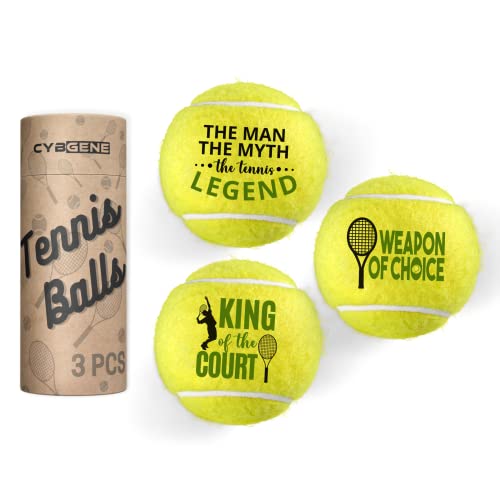 CybGene Tennis Geschenke für Männer, 3er Set Einzigartige Tennisbälle mit Geschenkpaket, perfekt für Tennisspieler, Trainer, geeignet für Tennistraining, Übung oder Haustier Hund spielen von CybGene