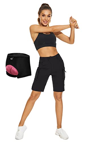 Cycorld Fahrradhose Damen Radhose, Radlerhose mit Innenhose und hochwertigem Sitzpolster, Schnelltrocknend Fahrradhose Damen Mountainbike Shorts Outdoor Shorts (Schwarze mit Unterwäsche, XXL) von Cycorld