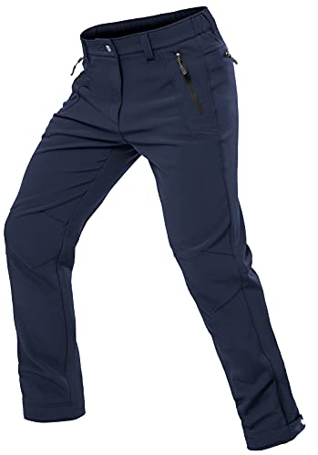 Cycorld Herren Wanderhose-Winter-Outdoorhose-Skihose,Thermohose Wasserdicht Gefütterte Softshellhose Winddicht Warm Fleece Schneehose Trekkinghose Skifahren Hundesport (Navy, L) von Cycorld