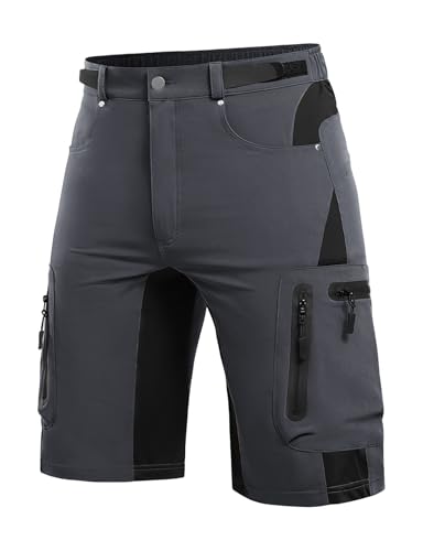 Cycorld Kurze Hosen Herren, Wanderhose Atmungsaktiv mit 6 Taschen Leichte Schneltrocknen Fahrradhose Mtb Hose Radlerhose Manner Kurz Cargo Bermuda Shorts Treking Outdoorhose Sommer(Dunkelgrau,M) von Cycorld