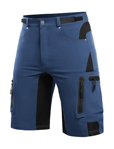 Cycorld Kurze Hosen Herren, Wanderhose Atmungsaktiv mit 6 Taschen Leichte Schneltrocknen Fahrradhose MTB Hose Radlerhose Manner Kurz Cargo Bermuda Shorts Treking Outdoorhose Sommer(Indigo,XXXL) von Cycorld