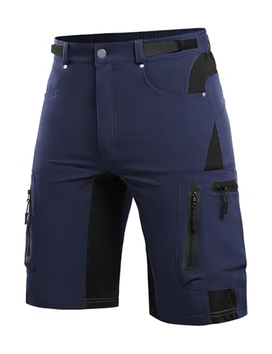 Cycorld Kurze Hosen Herren, Wanderhose Atmungsaktiv mit 6 Taschen Leichte Schneltrocknen Fahrradhose MTB Hose Radlerhose Manner Kurz Cargo Bermuda Shorts Treking Outdoorhose Sommer(Navyblua,S) von Cycorld