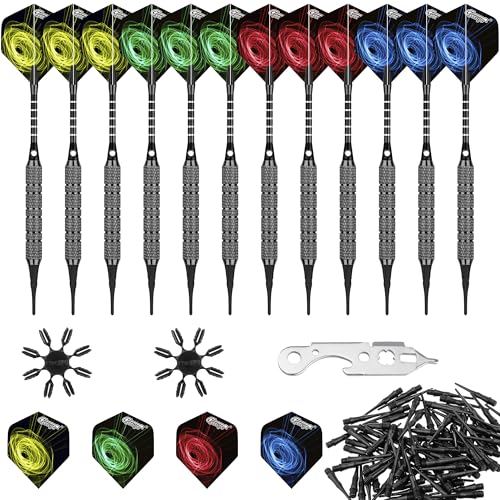 CyeeLife 12 Stück Soft Dartpfeile 18 Gr. mit Aluminium schäften und Extra Spitzen+Darttool+Flights+Flightkappen CyeeLife 12 Stück Soft Dartpfeile 18 Gr. mit Aluminium schäften und Extra Spitzen+Darttool+Flights+Flightkappen von CyeeLife