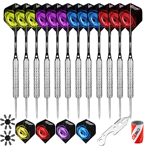 CyeeLife 20 Gramm Steel Dartpfeile mit Metallspitze,12Alu Schäften+16Flights+Grindstone+Tool,schwarz CyeeLife 20 Gramm Steel Dartpfeile mit Metallspitze,12Alu Schäften+16Flights+Grindstone+Tool,schwarz von CyeeLife