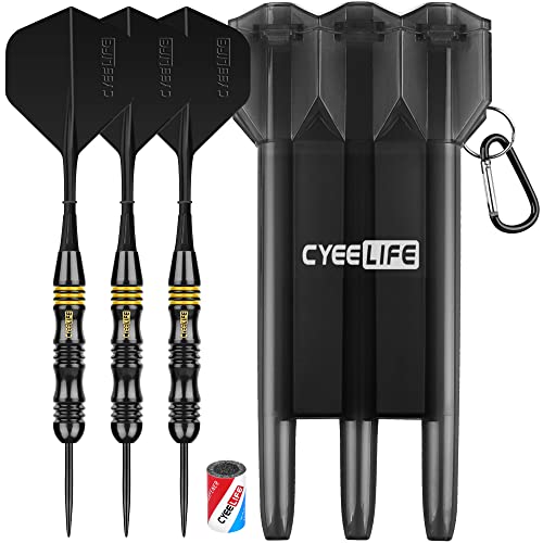 CyeeLife 24 Gr. Steeldarts Dartpfeile mit Aufbewahrungsbox und Sharpener von CyeeLife