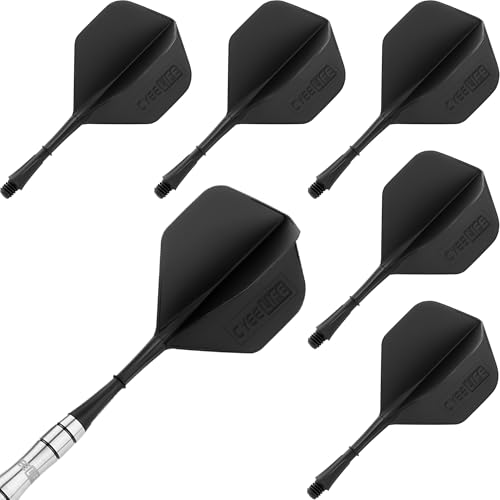 CyeeLife Dart Schäfte und Flights aus einem 6 Stück,Dartpfeile Zubehör CF01 Schwarz von CyeeLife